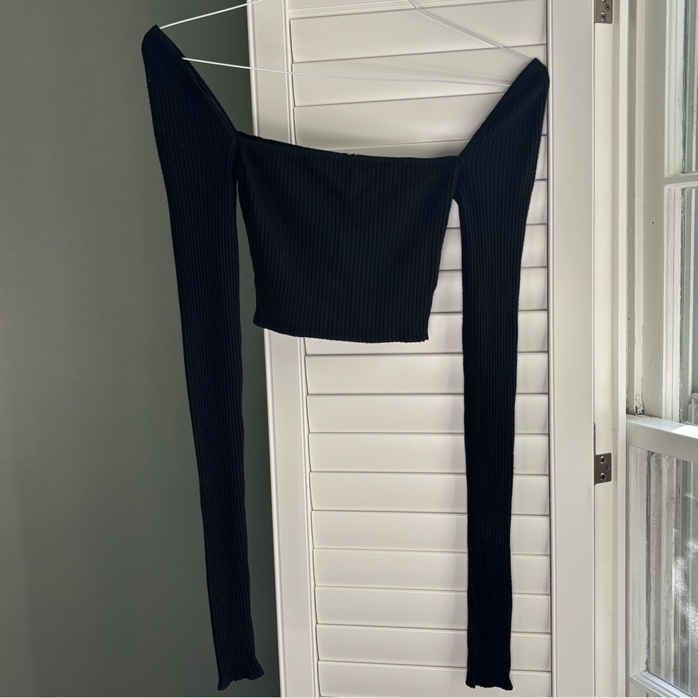 Are you am I square neckline ribbed stretch crop top